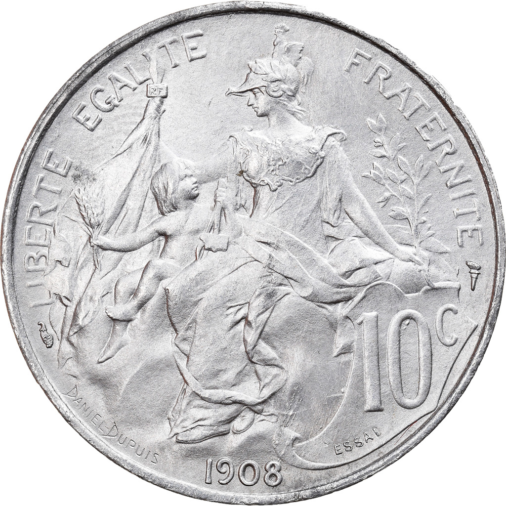 Coin, France, Dupuis, 10 Centimes, 1908, ESSAI, , Aluminium, Gadoury:34.10