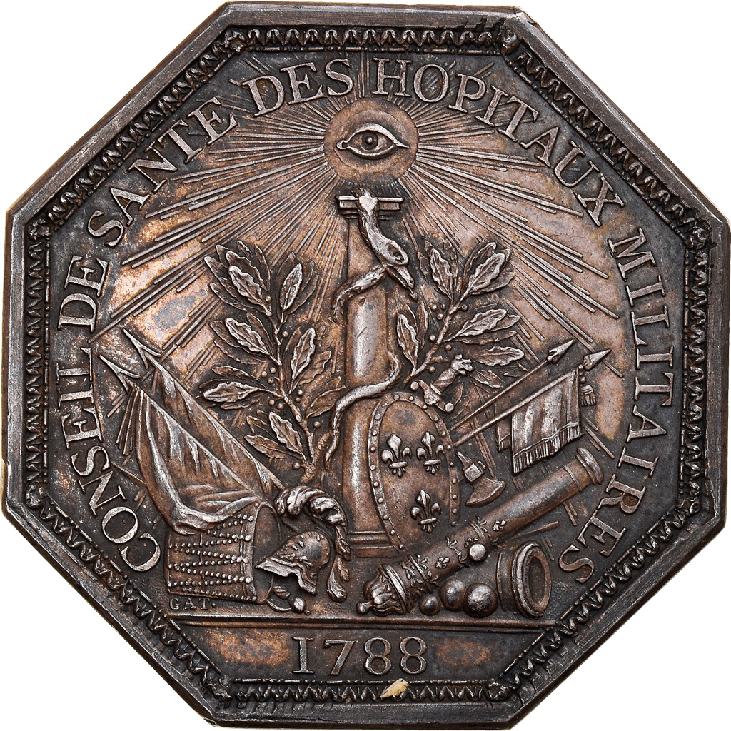 France, Token, Louis XVI, Conseil de Santé des Hôpitaux militaires, 1788