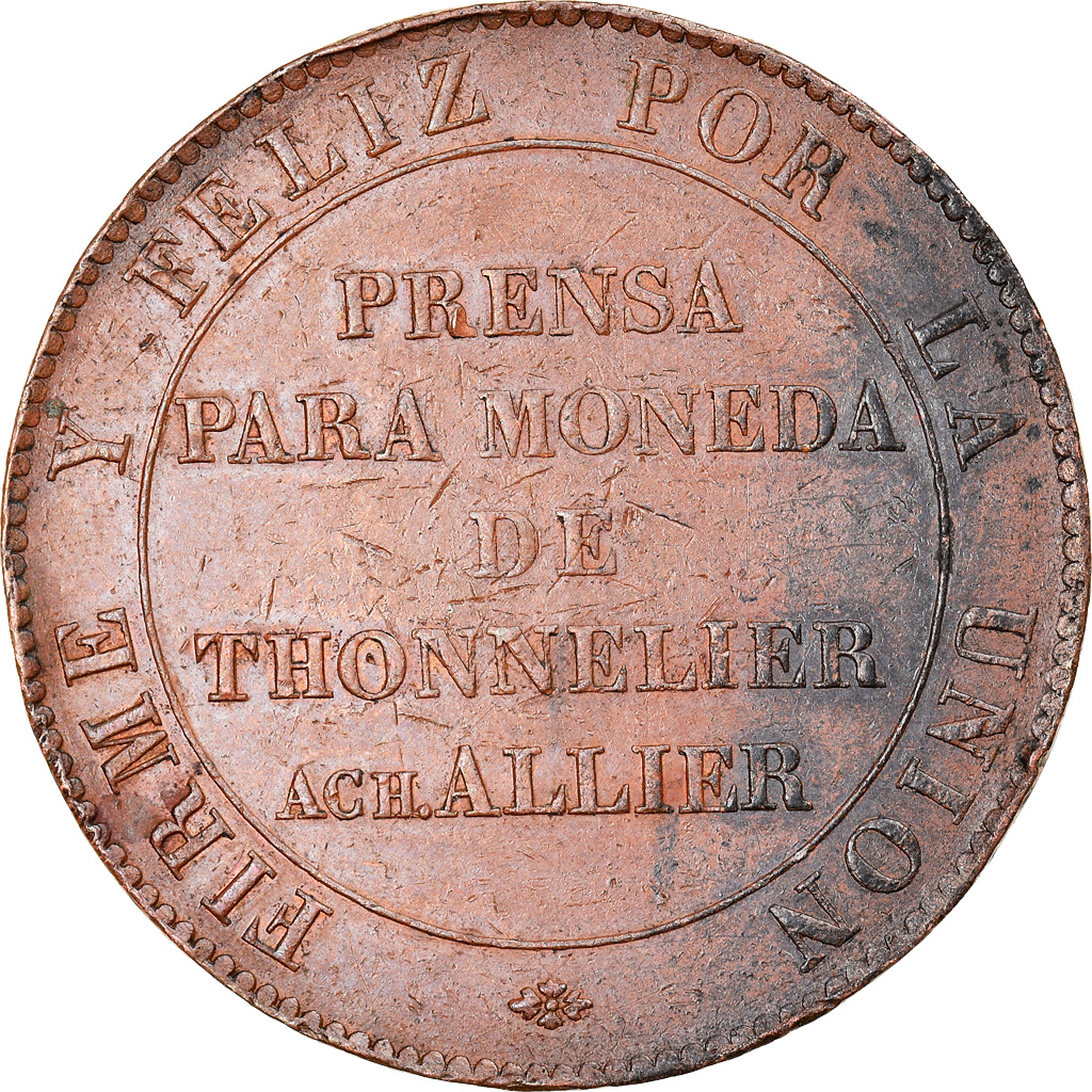 Coin, Peru, 8 Reales, 1835, Cuzco, Essai de Thonnelier, , Copper, KM:7a
