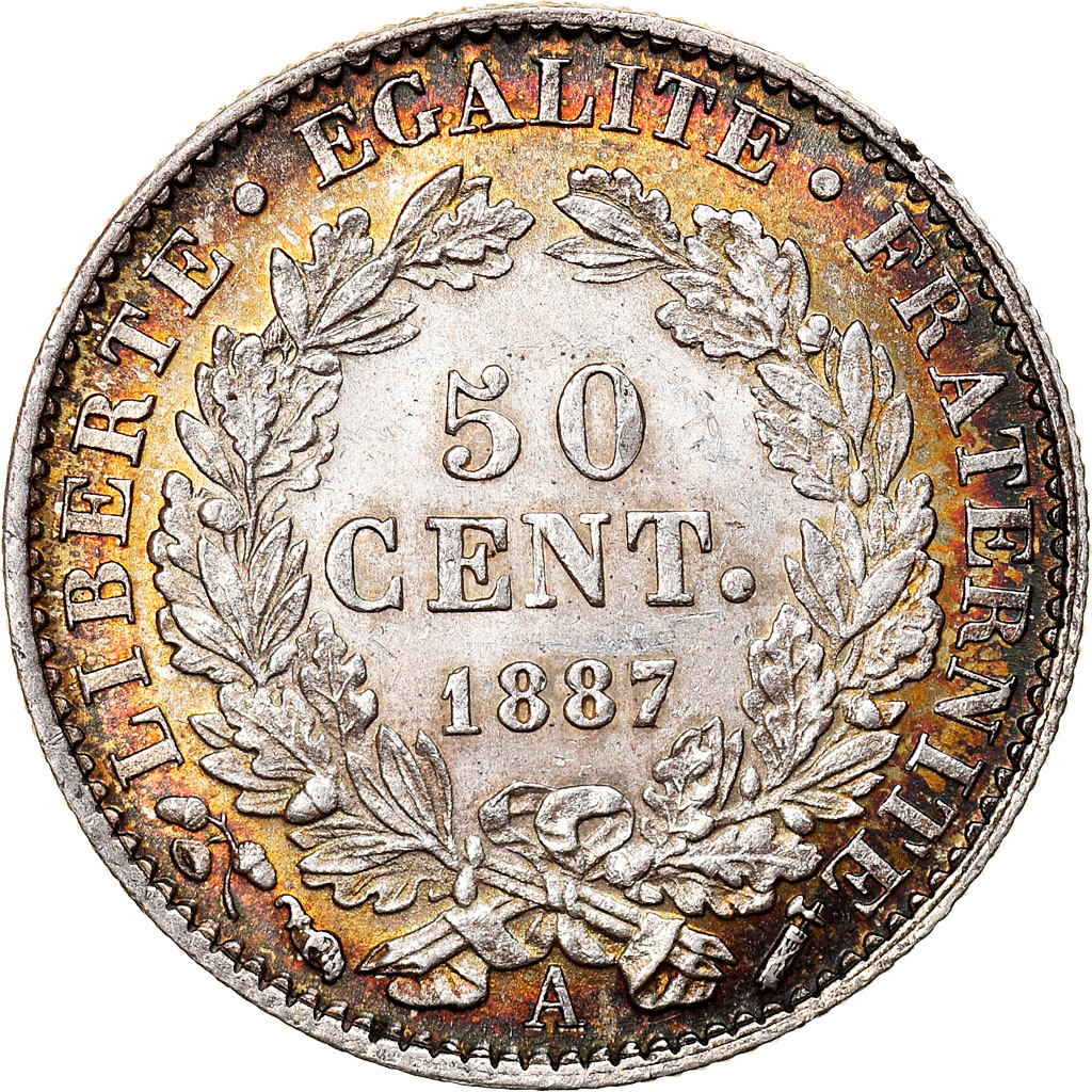 Coin, France, Cérès, 50 Centimes, 1887, Paris, , Silver, KM:834.1