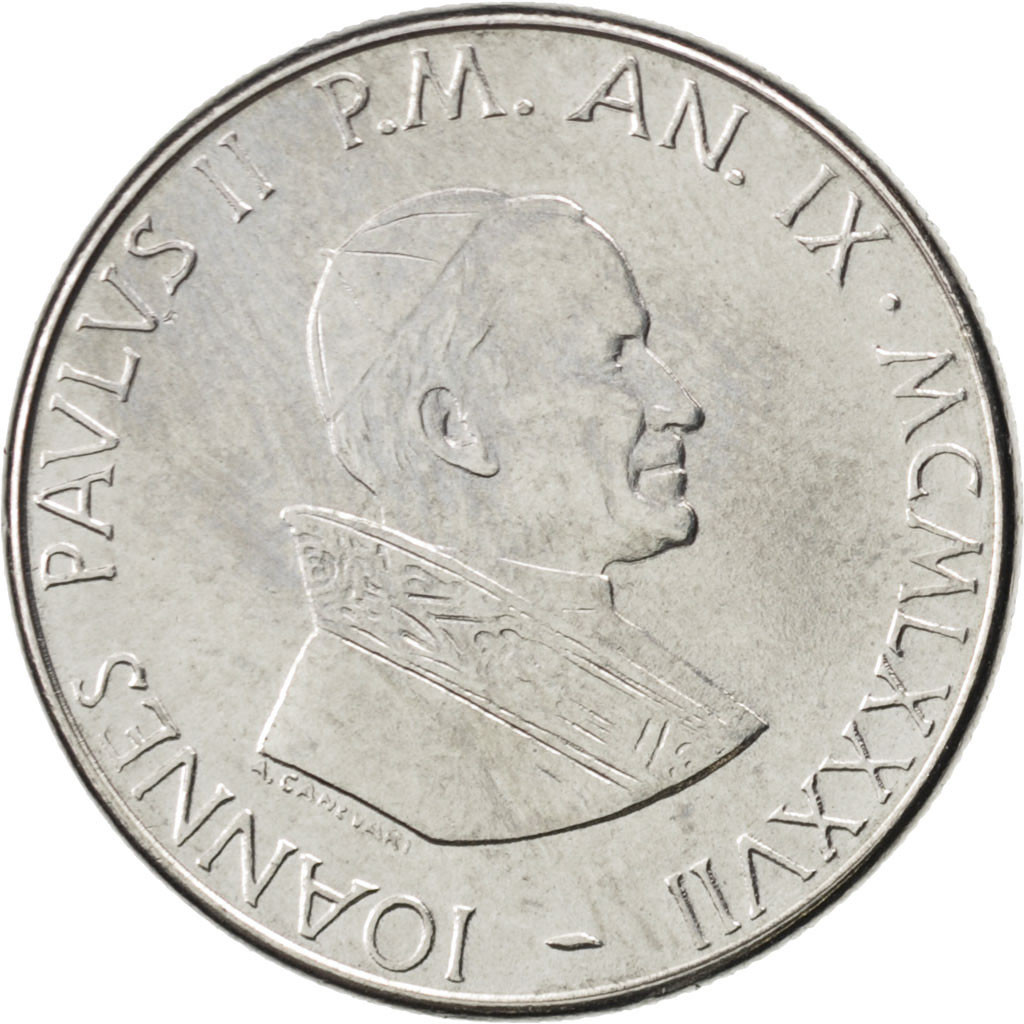 Coin, VATICAN CITY, John Paul II, 50 Lire, 1987, , Stainless Steel, KM:201