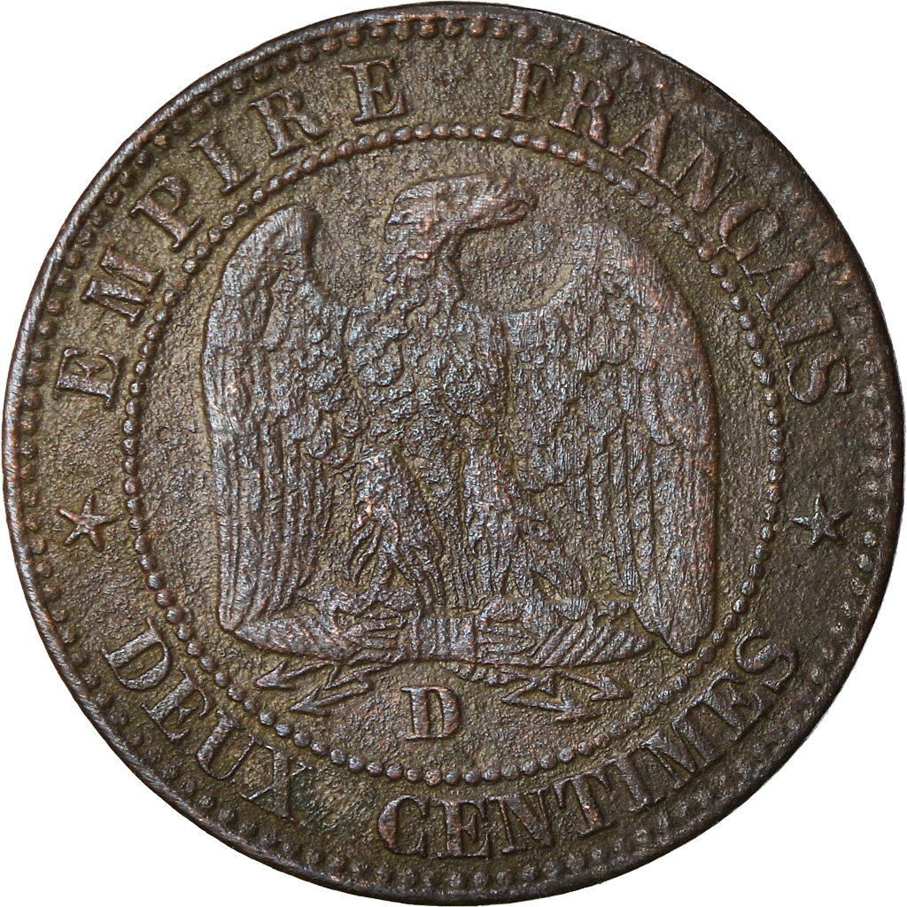 Coin, France, Napoleon III, 2 Centimes, 1853, Lyon, Rare, VF(30-35)