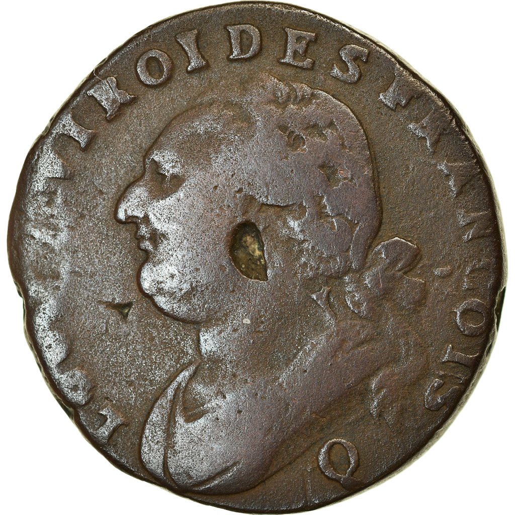 Coin, France, 12 deniers françois, 1792, Perpignan, , KM 600.13