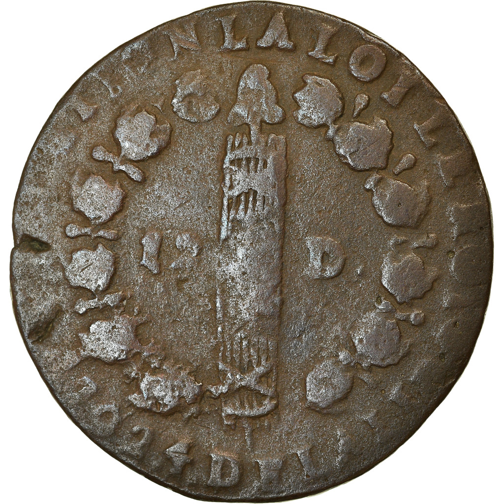 Coin, France, 12 deniers françois, 1792, Perpignan, , KM 600.13