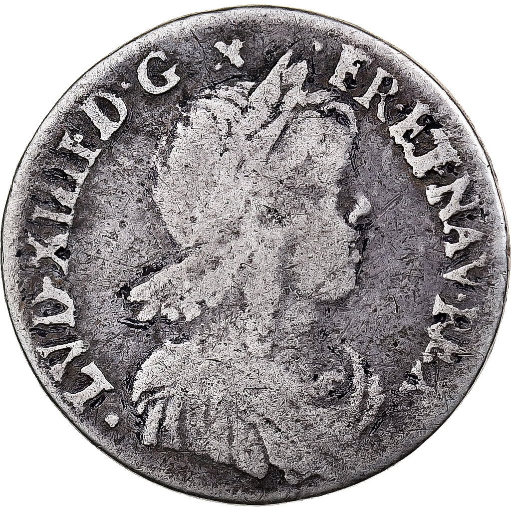 France, Louis XIV, 1/12 Ecu à la mèche longue, 1652, Montpellier, Silver