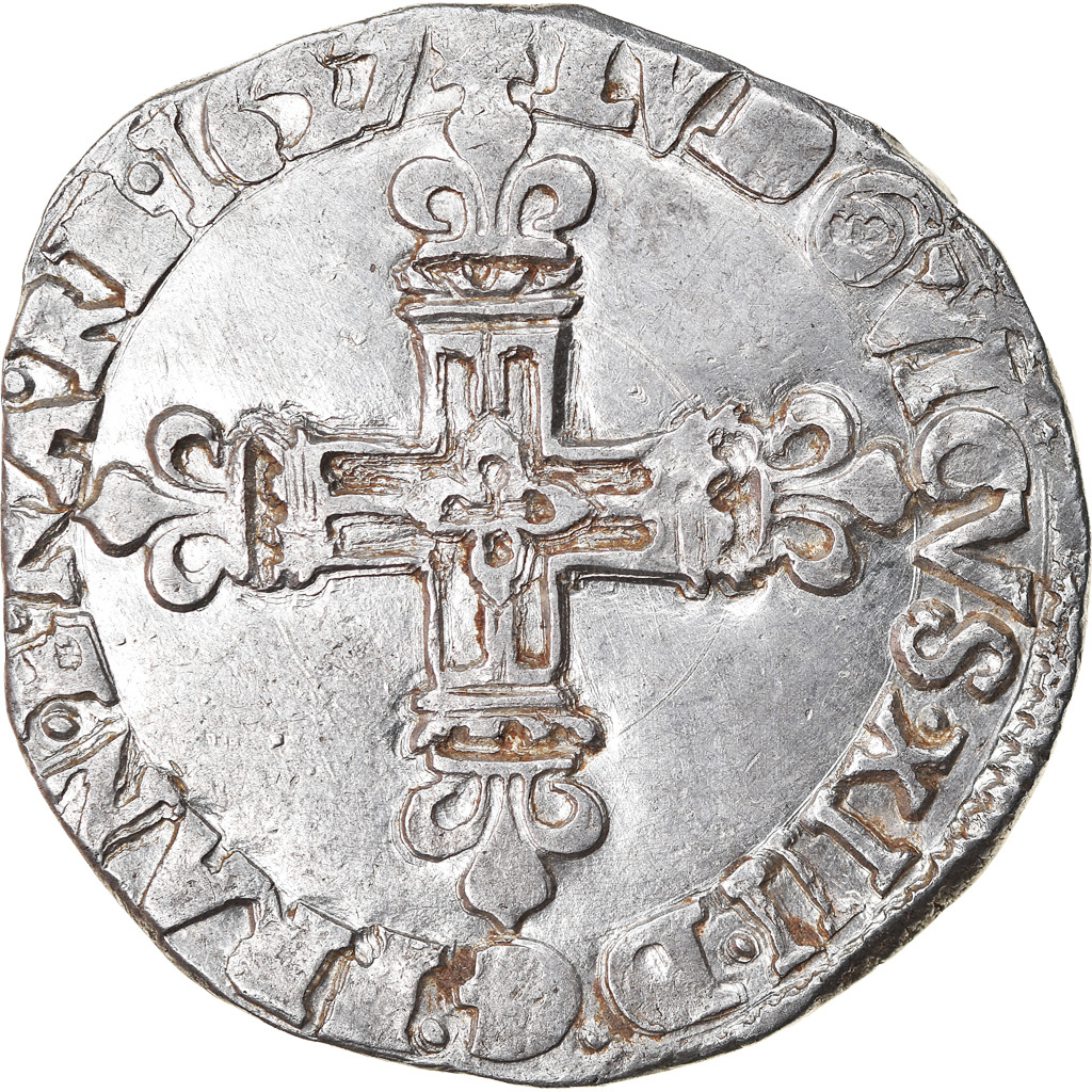 France, Louis XIII, 1/4 Ecu, 1627, Bayonne, Silver, EF(40-45), Gadoury:27