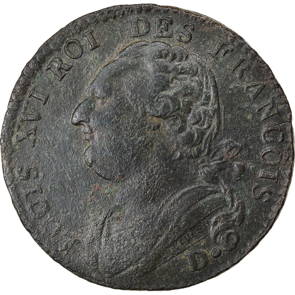 Coin, France, 12 deniers françois, 1792, Lyon, , Bronze