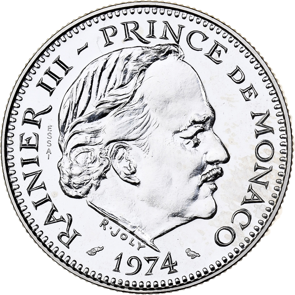 Monaco, Rainier III, 5 Francs, 1974, Paris, Pattern, Silver, MS