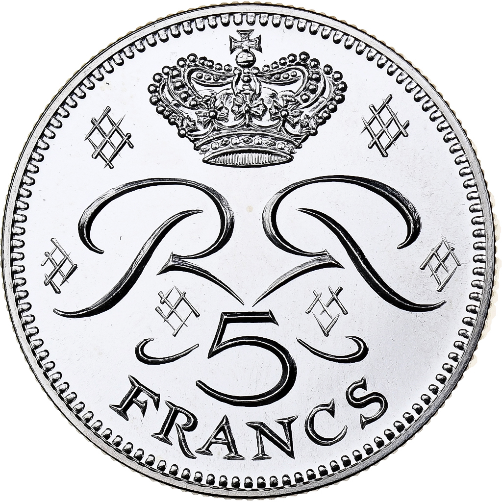Monaco, Rainier III, 5 Francs, 1974, Paris, Pattern, Silver, MS