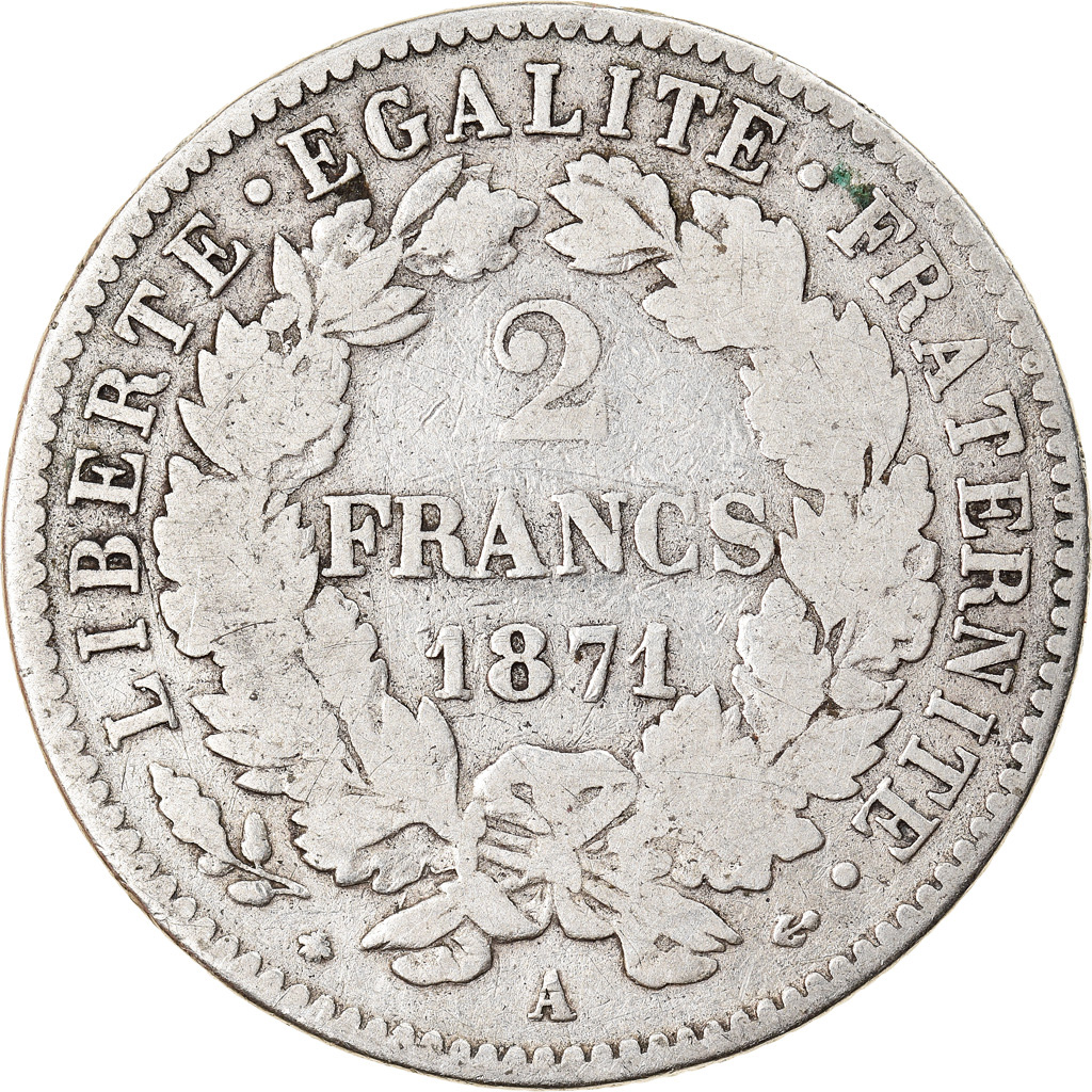 Coin, France, Cérès, 2 Francs, 1871, Paris, , Silver, KM:817.1