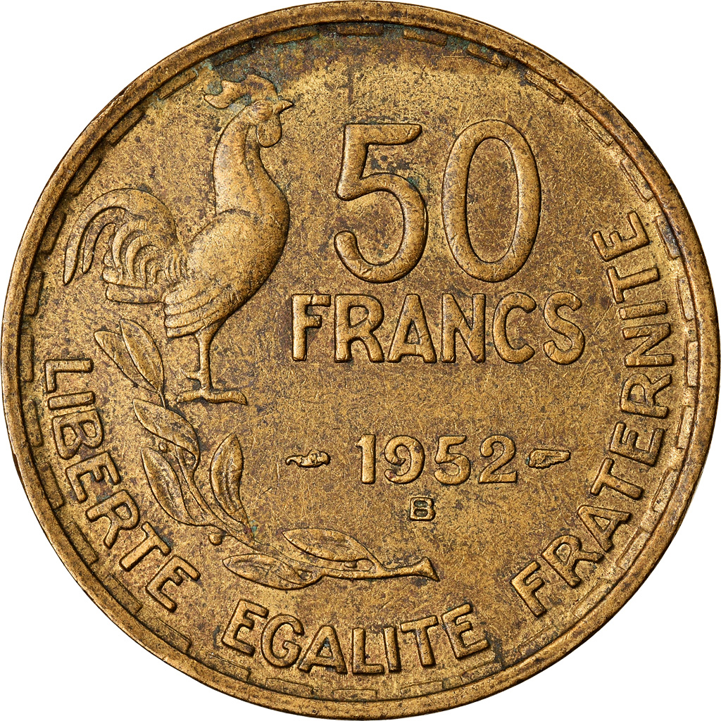 Coin, France, Guiraud, 50 Francs, 1952, Beaumont - Le Roger, 