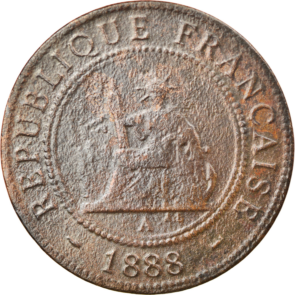 Coin, FRENCH INDO-CHINA, Cent, 1888, Paris, , Bronze, KM:1, Lecompte:10