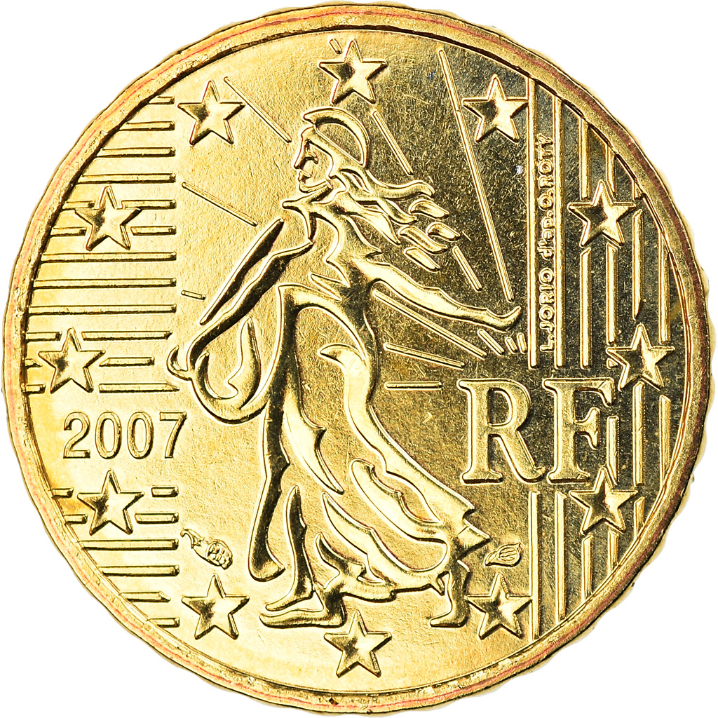 Frankreich, 10 Euro Cent, 2007, Paris, BU, STGL, Messing, Gadoury:4b., KM:1410