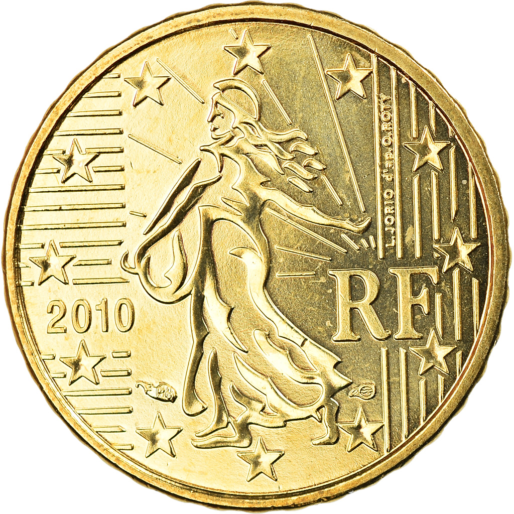 France, 10 Euro Cent, 2010, Paris, BU, FDC, Laiton, Gadoury:4b., KM:1410