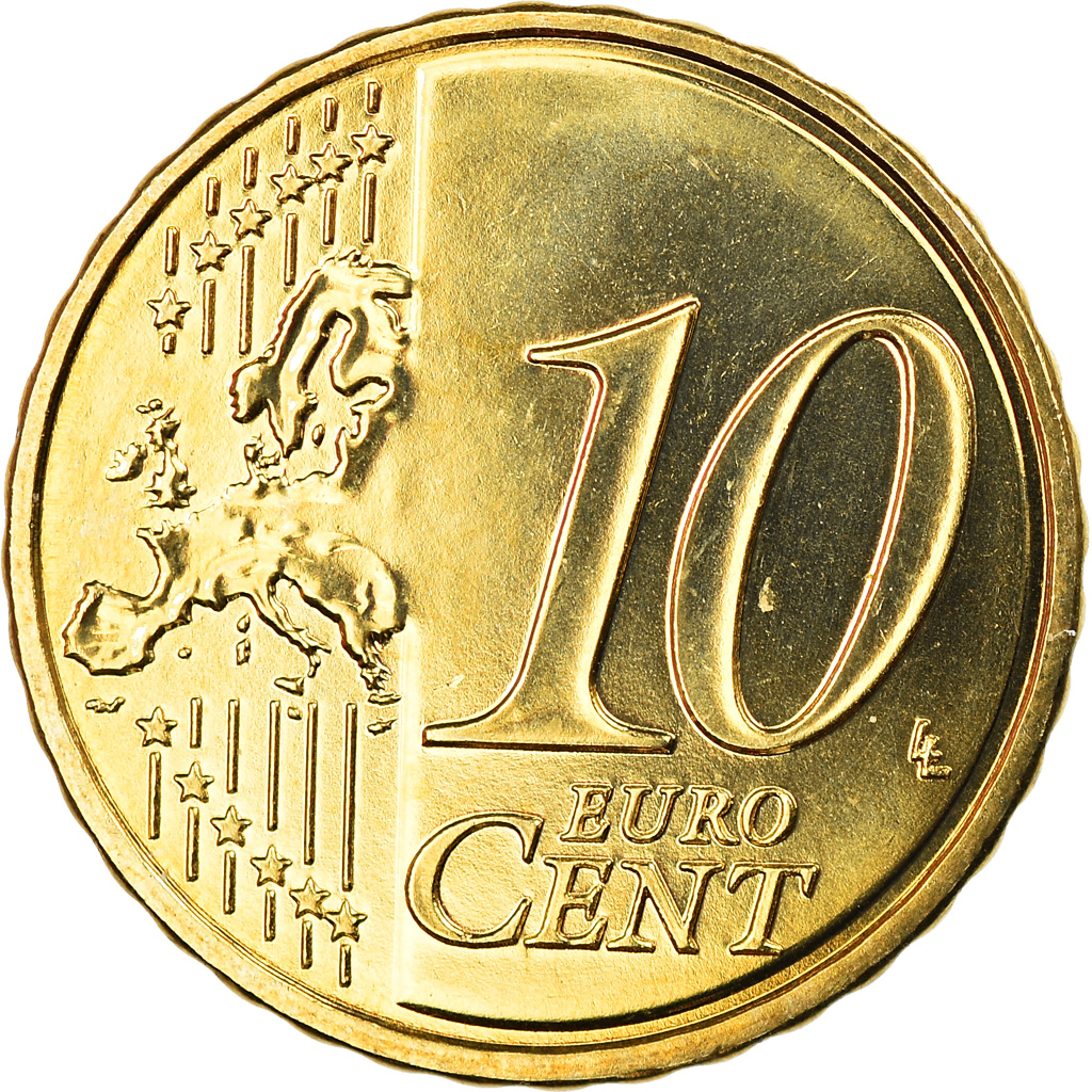 France, 10 Euro Cent, 2010, Paris, BU, FDC, Laiton, Gadoury:4b., KM:1410
