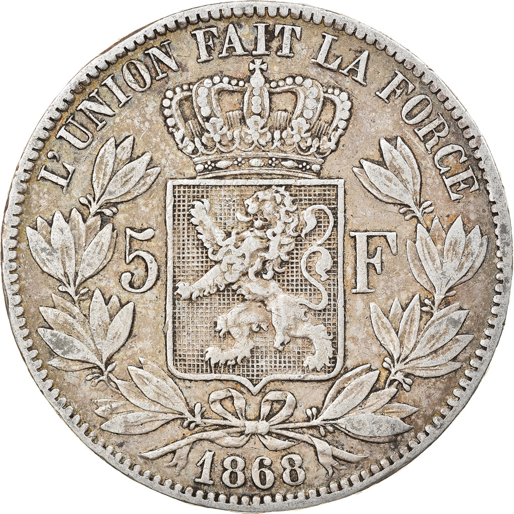 Coin, Belgium, Leopold II, 5 Francs, 5 Frank, 1868, , Silver, KM:24