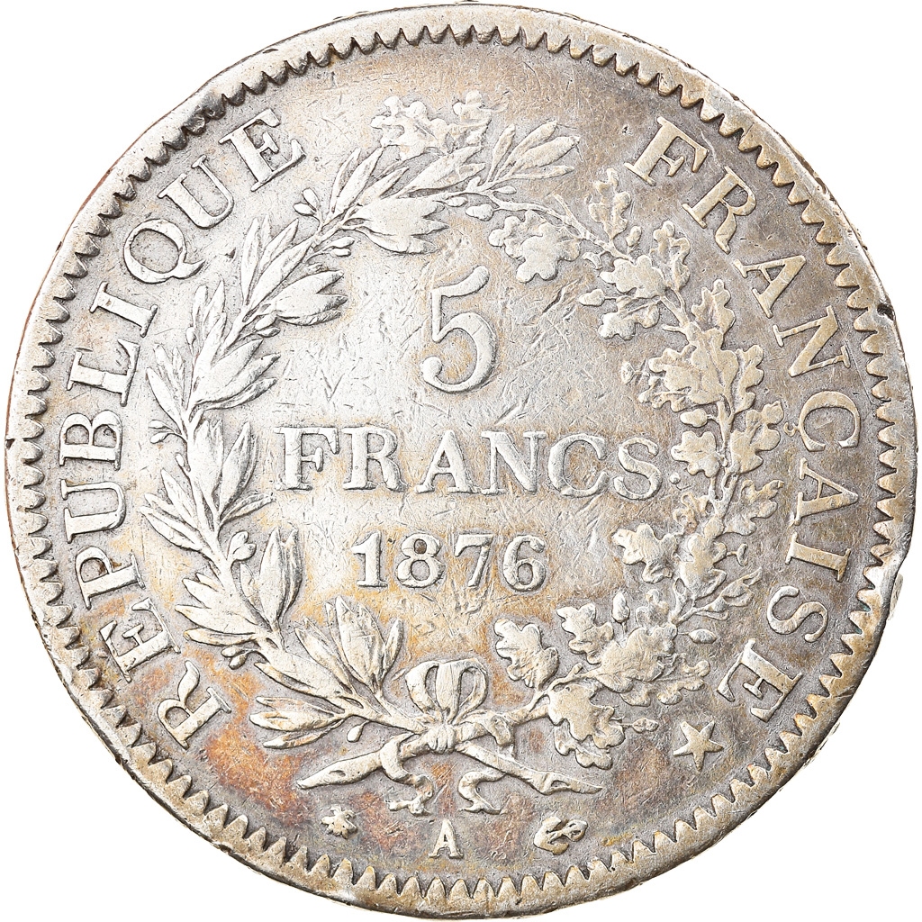 Coin, France, Hercule, 5 Francs, 1876, Paris, , Silver, KM:820.1