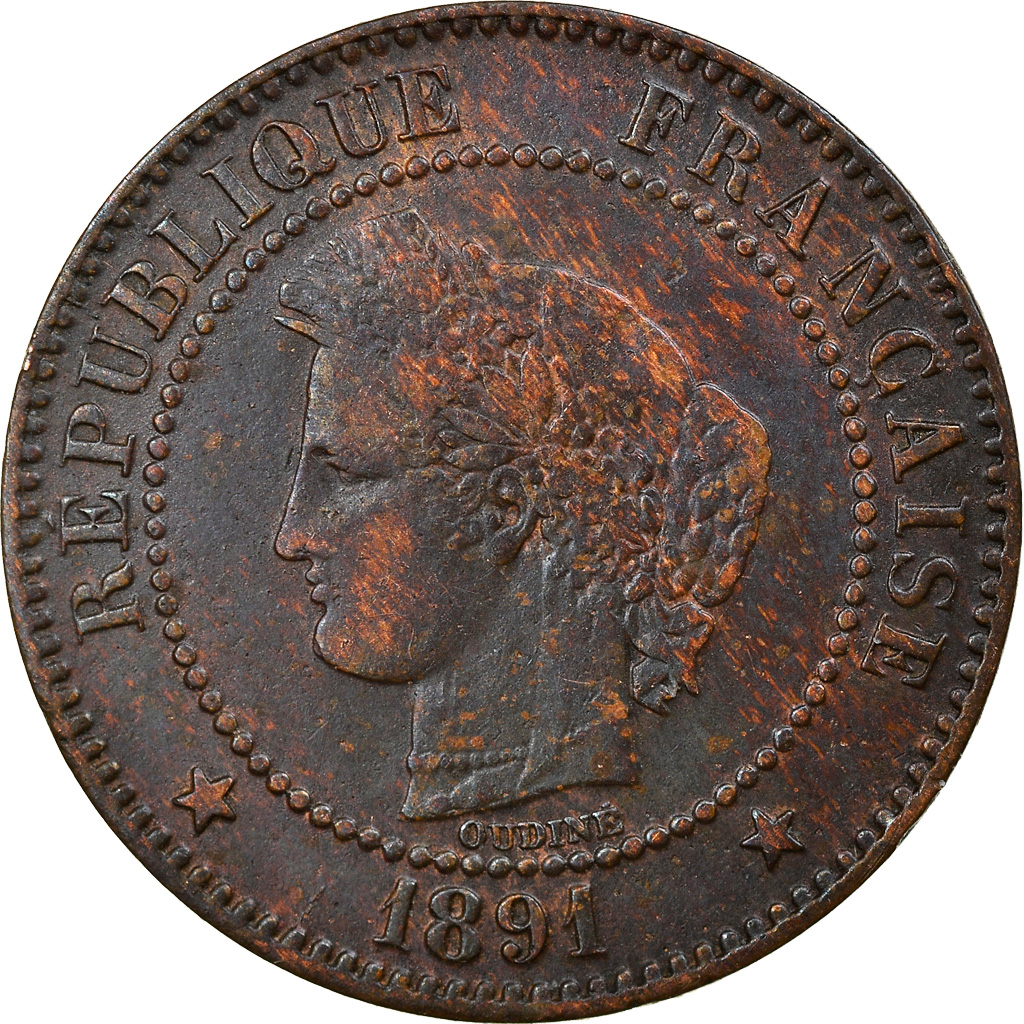 Coin, France, Cérès, 2 Centimes, 1891, Paris, , Bronze, KM:827.1