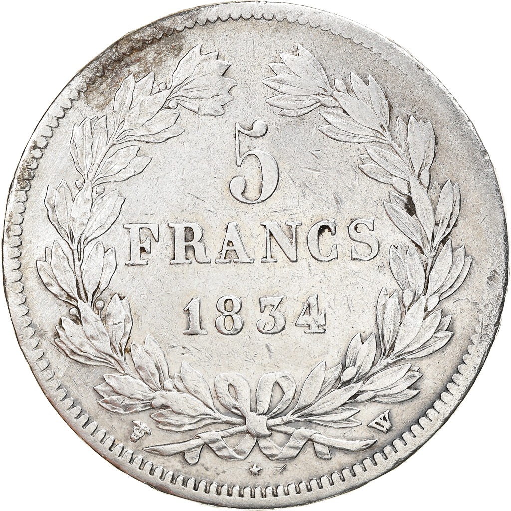 Coin, France, Louis-Philippe, 5 Francs, 1834, Lille, , Silver