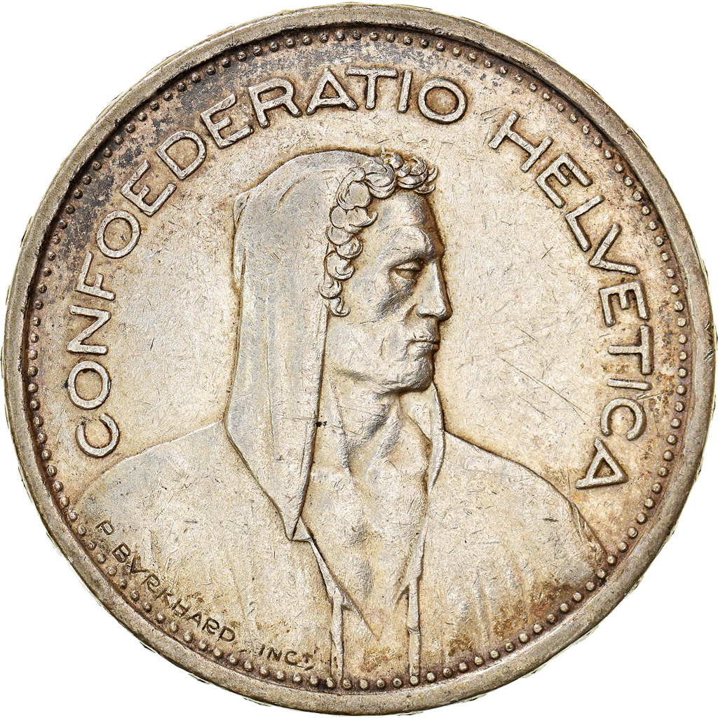 Coin, Switzerland, 5 Francs, 1954, Bern, , Silver, KM:40