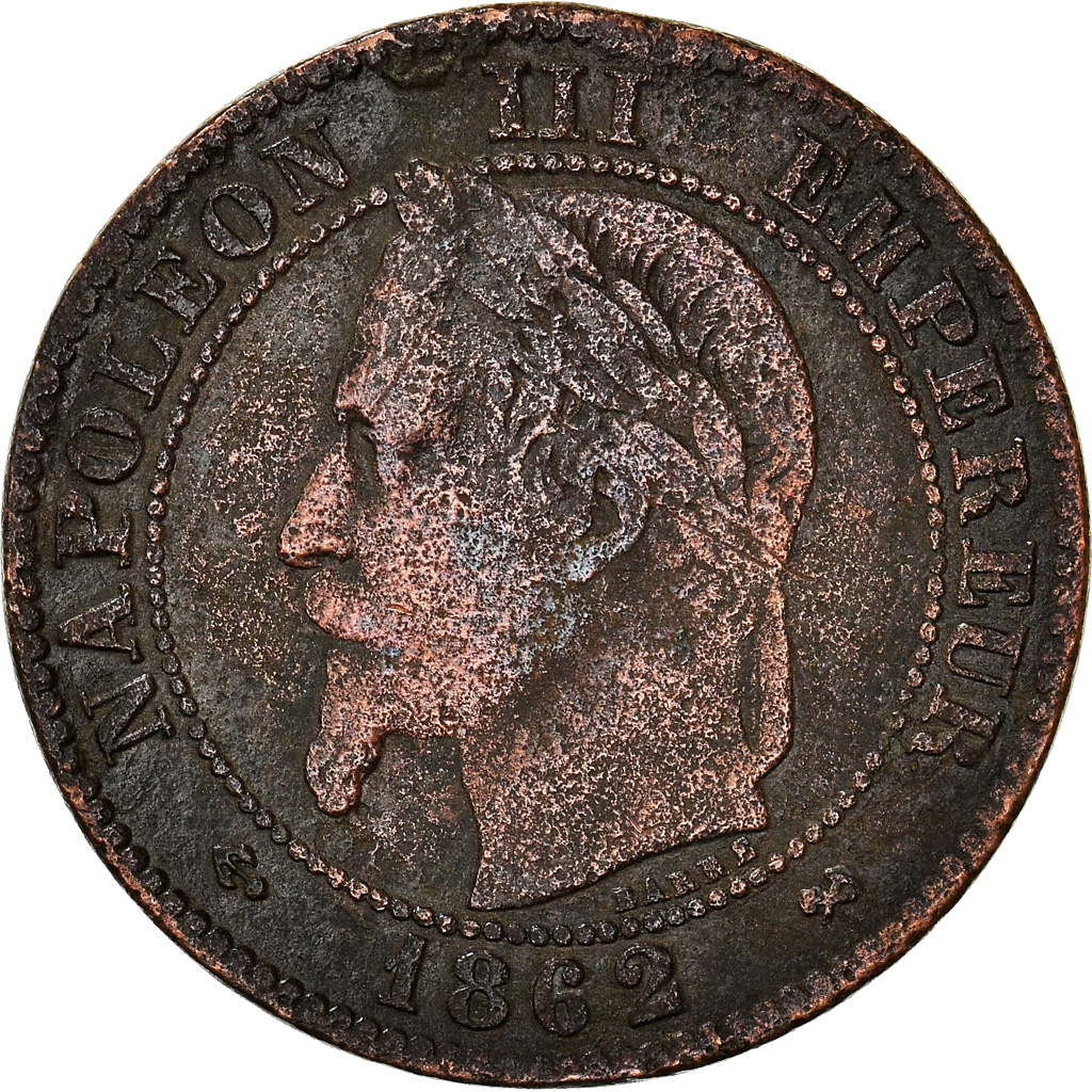 Coin, France, Napoleon III, 2 Centimes, 1862, Bordeaux, , Bronze