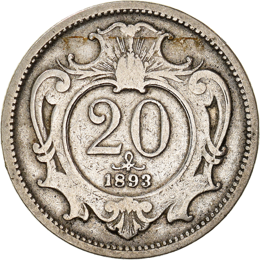 Coin, Austria, Franz Joseph I, 20 Heller, 1893, , Nickel, KM:2803