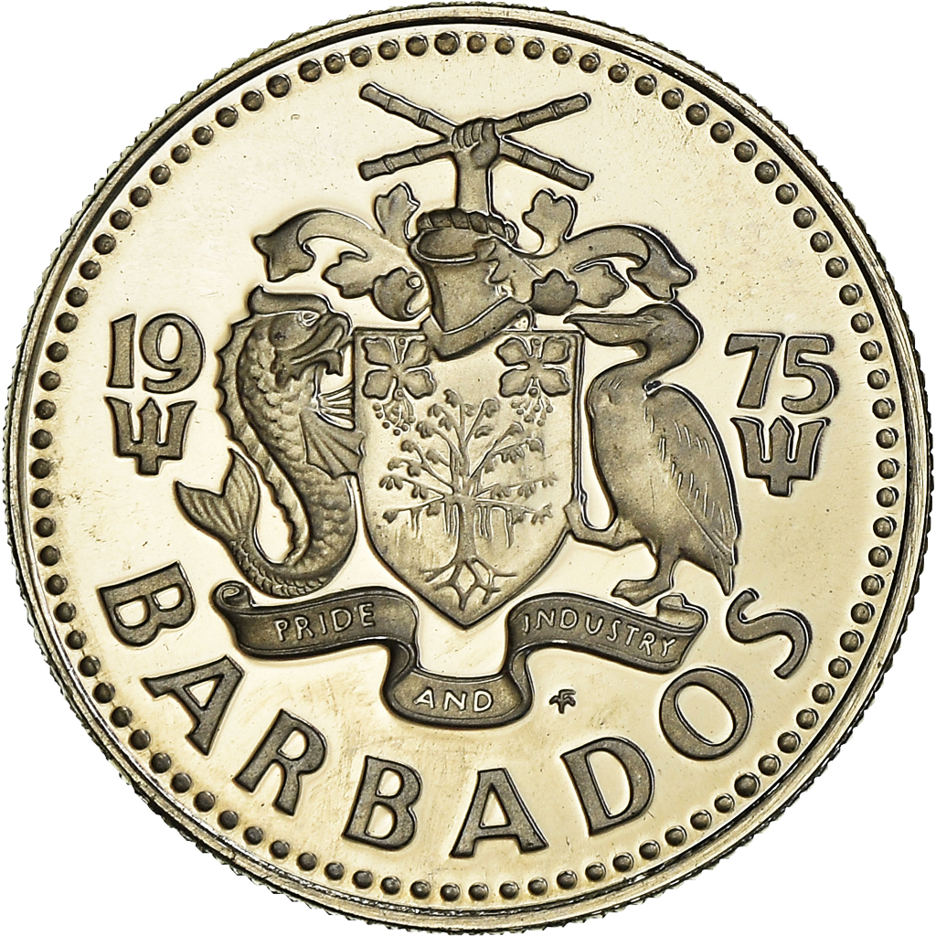 Moneda, Barbados, 10 Cents, 1975, Franklin Mint, Proof, FDC, Cobre - níquel