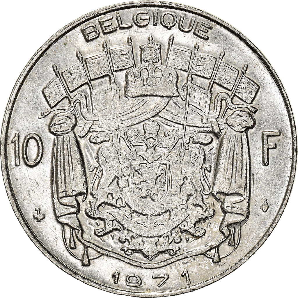 Coin, Belgium, Baudouin I, 10 Francs, 10 Frank, 1971, Brussels, 