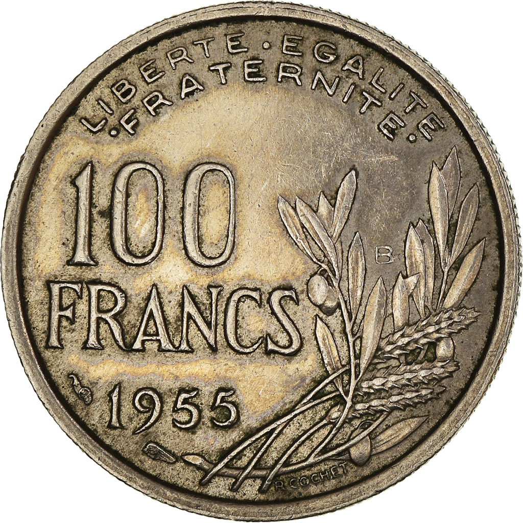 Coin, France, Cochet, 100 Francs, 1955, Beaumont - Le Roger, 