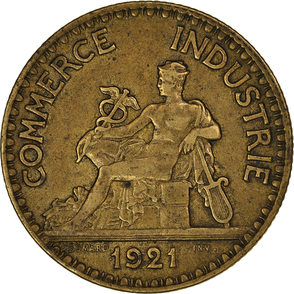 Moneda, Francia, Chambre de commerce, 2 Francs, 1921, Paris, MBC, Aluminio -