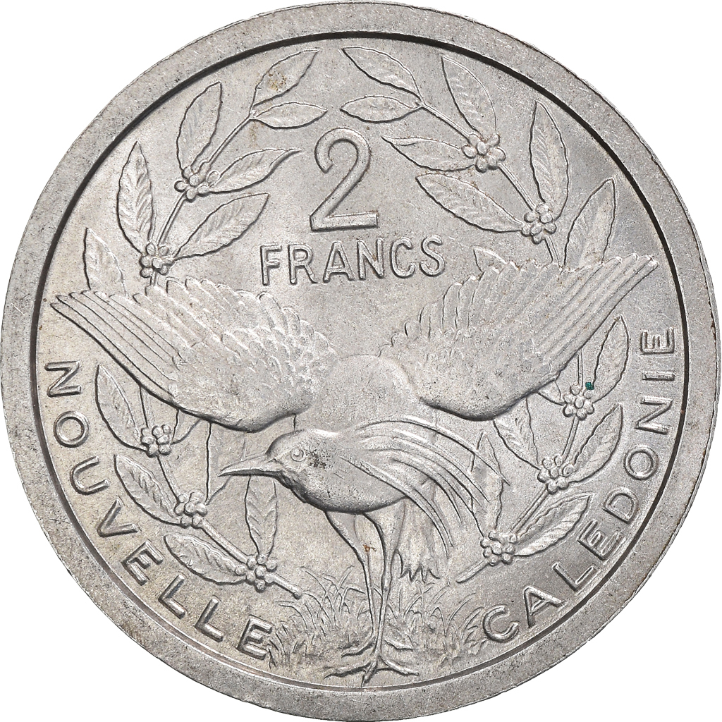 Moneda, Nueva Caledonia, 2 Francs, 1949, Paris, MBC+, Aluminio, KM:3