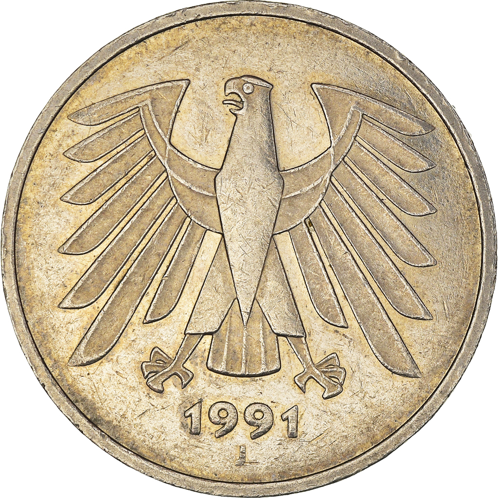 Coin, GERMANY - FEDERAL REPUBLIC, 5 Mark, 1991, Hamburg, 