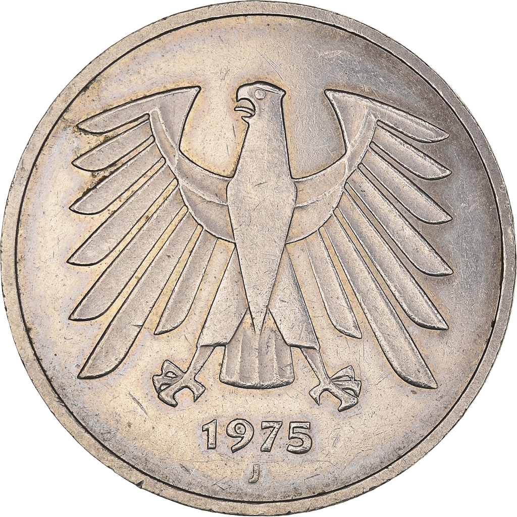 Coin, GERMANY - FEDERAL REPUBLIC, 5 Mark, 1975, Hamburg, 