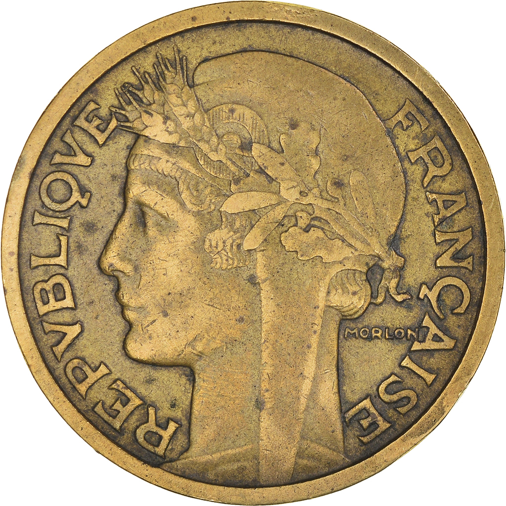 Moneda, Francia, Morlon, 2 Francs, 1938, MBC, Aluminio - bronce, KM:886