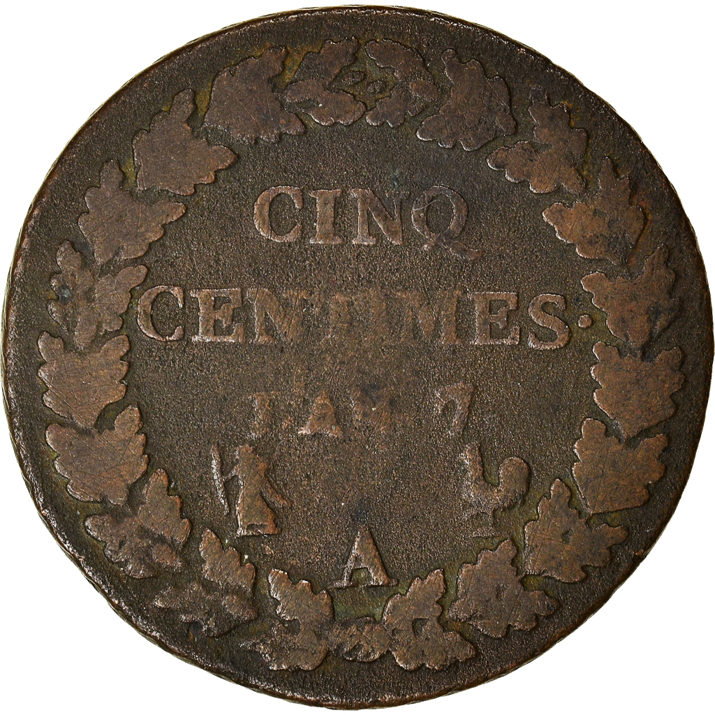 Coin, France, Dupré, 5 Centimes, AN 7, Paris, , Bronze, KM:640.1