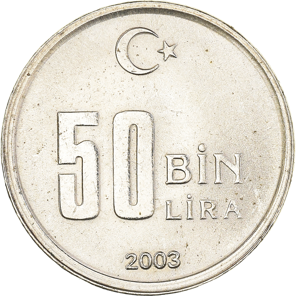 Coin, Turkey, 50000 Lira, 50 Bin Lira, 2003, Istanbul, 