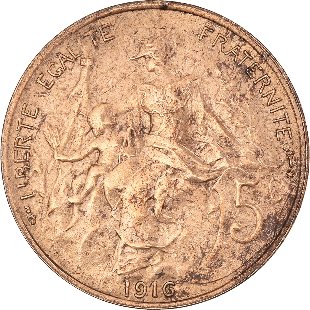Moneda, Francia, Dupuis, 5 Centimes, 1916, Paris, Etoile, MBC, Bronce, KM:842