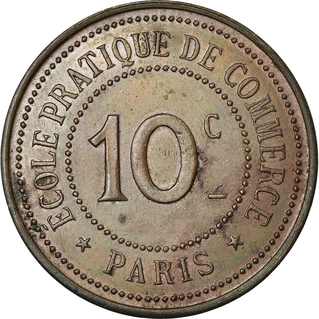 Coin, France, Ecole Pratique de Commerce, Paris, 10 Centimes, , Copper