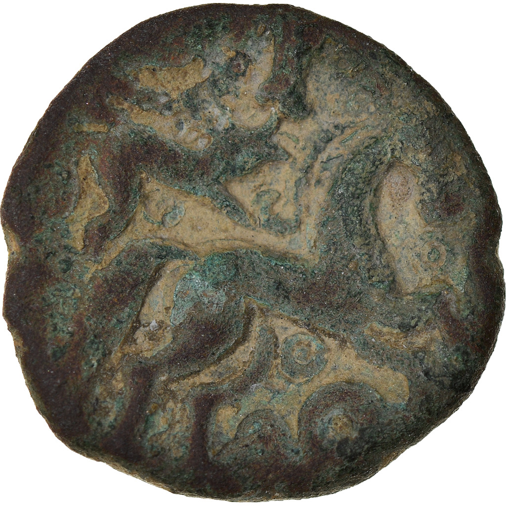 Coin, Ambiani, Bronze aux animaux affrontés, Ist century BC, EF, Bronze