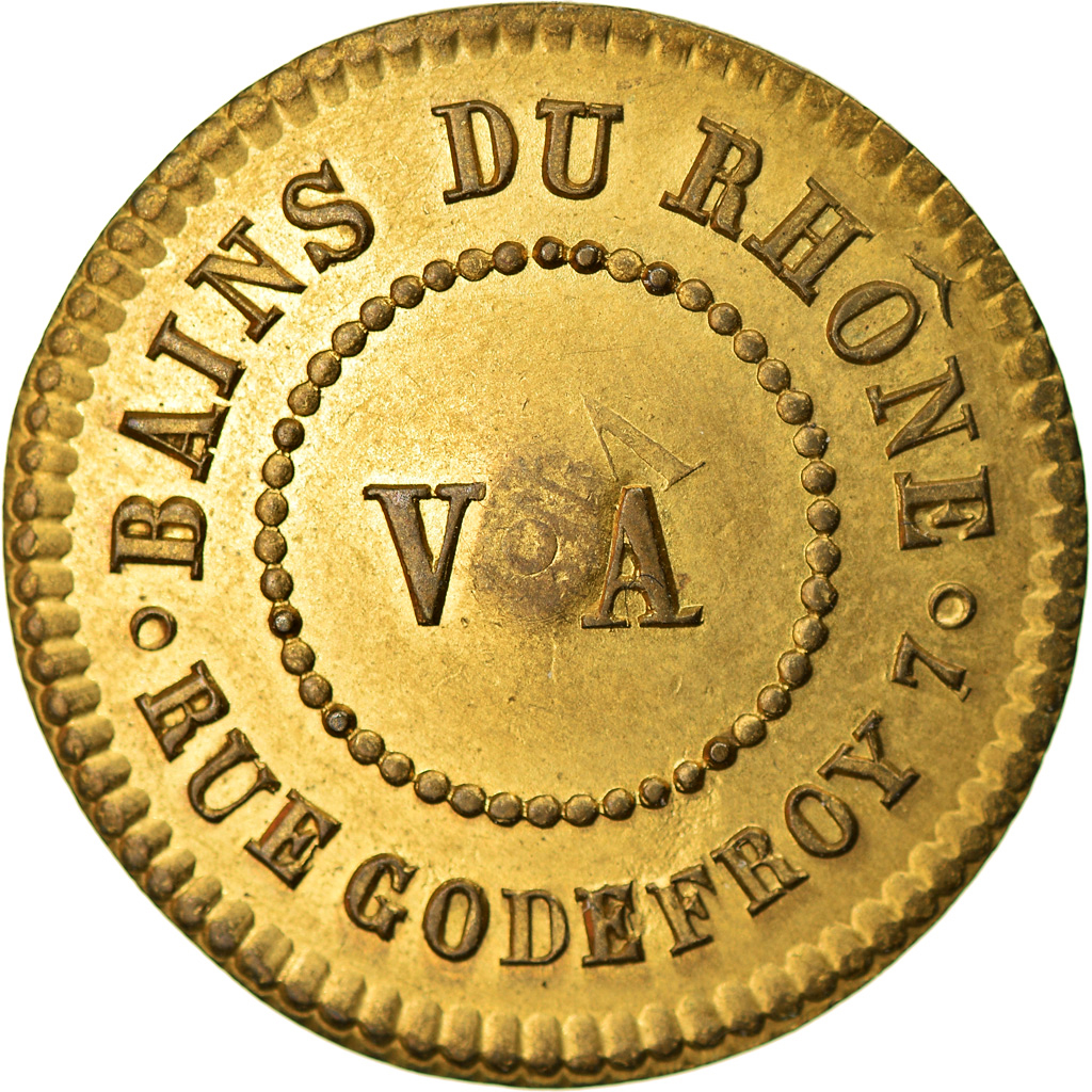 France, Token, Bains du Rhône, V. A., Abonnement aux bains, , Brass