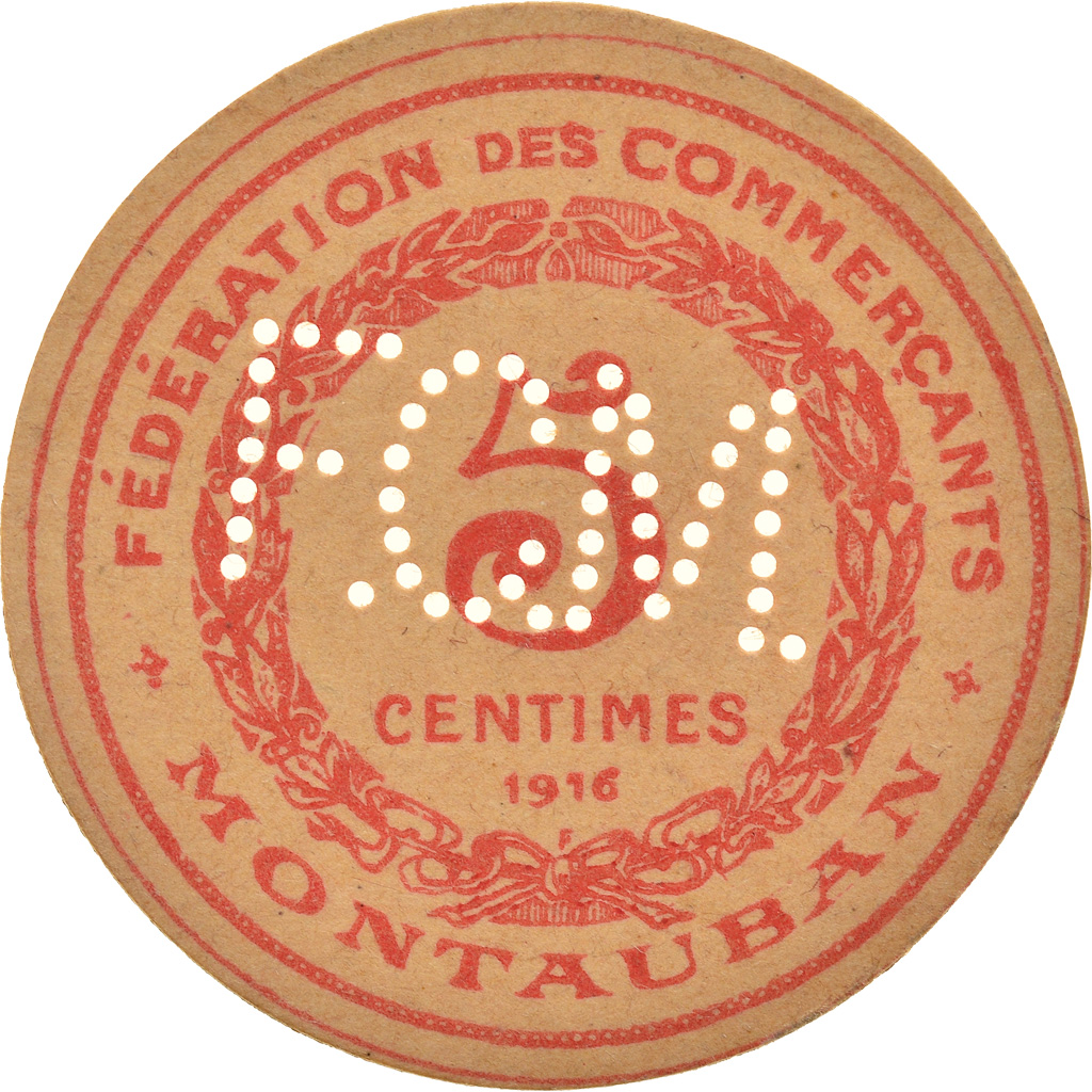 Coin, France, Fédération des Commerçants, Montauban, 5 Centimes, 