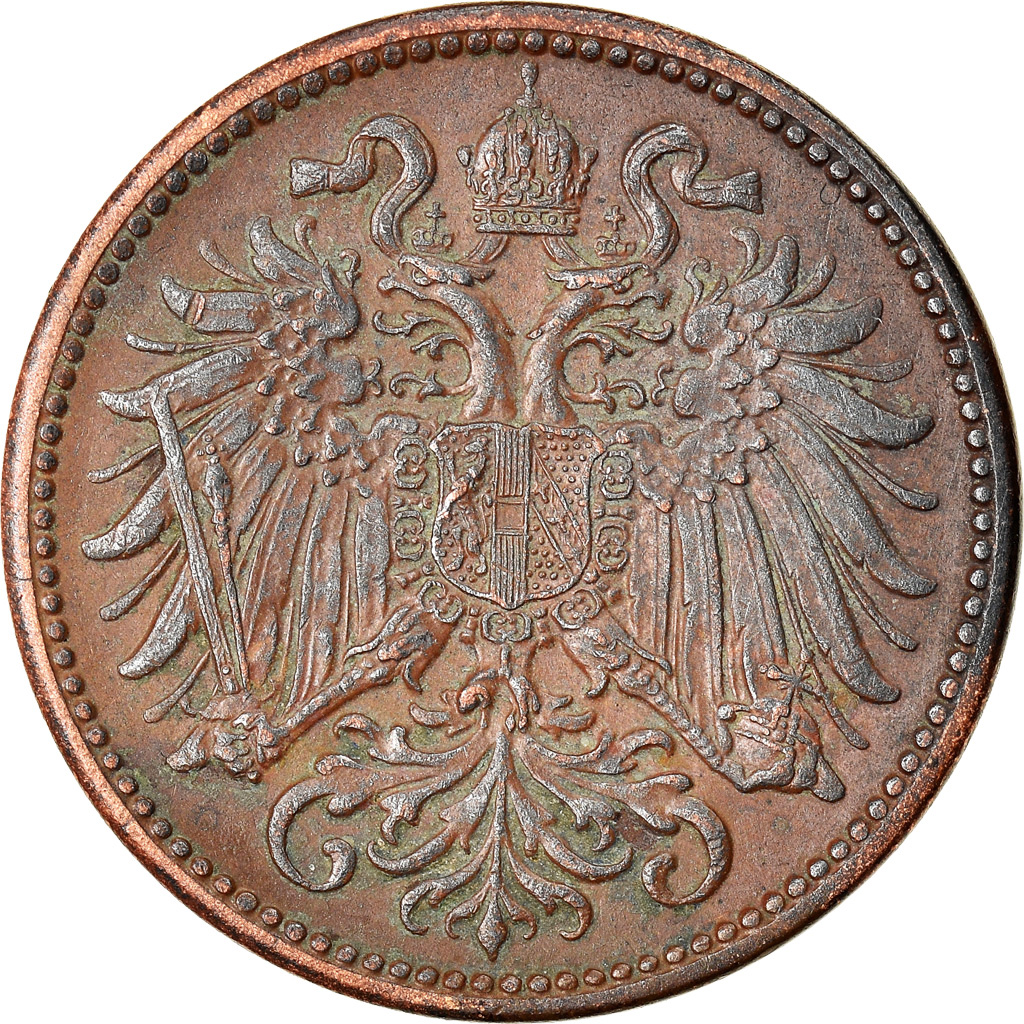Moneda, Austria, Franz Joseph I, 2 Heller, 1910, MBC, Bronce, KM:2801