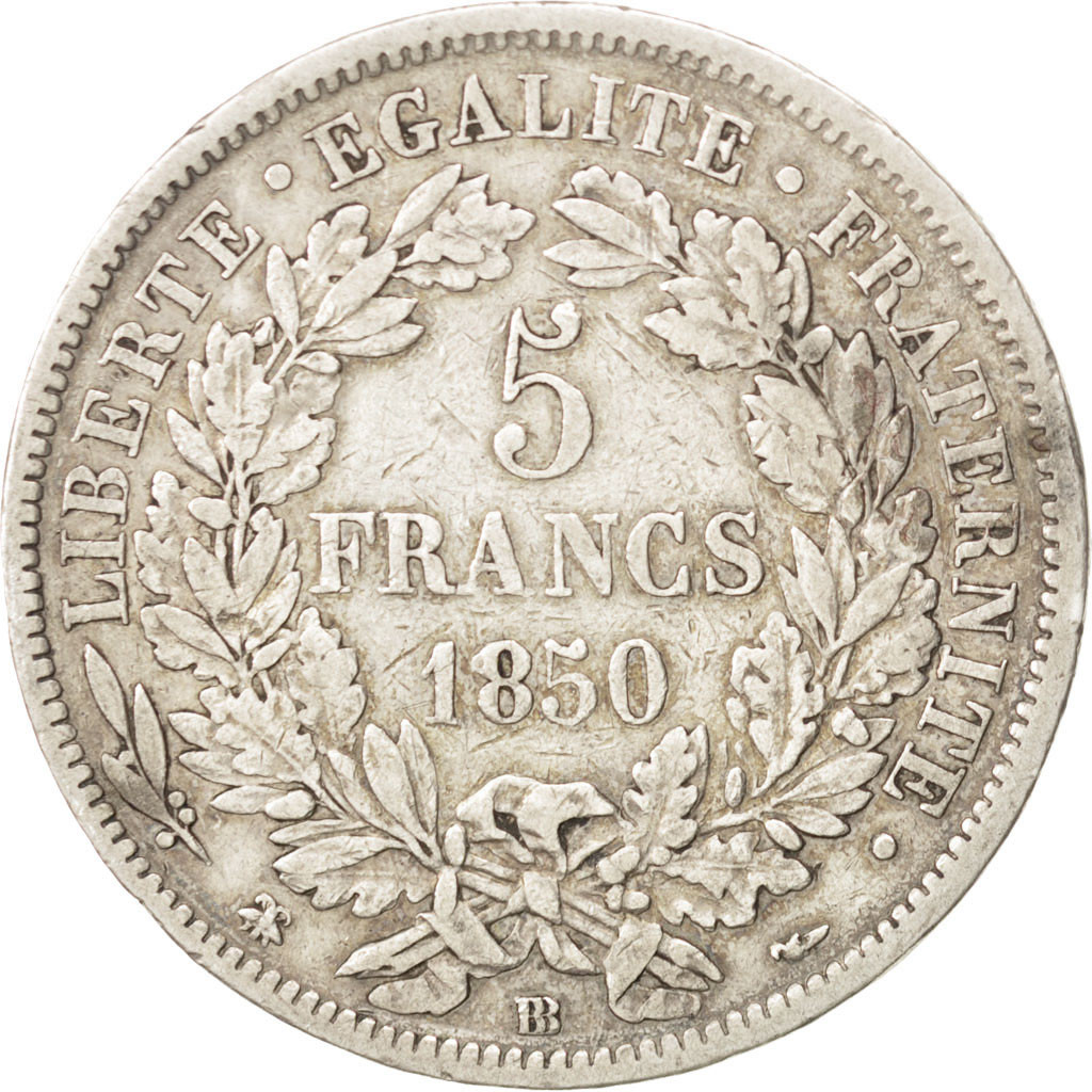Coin, France, Cérès, 5 Francs, 1850, Strasbourg, , Silver, KM:761.2