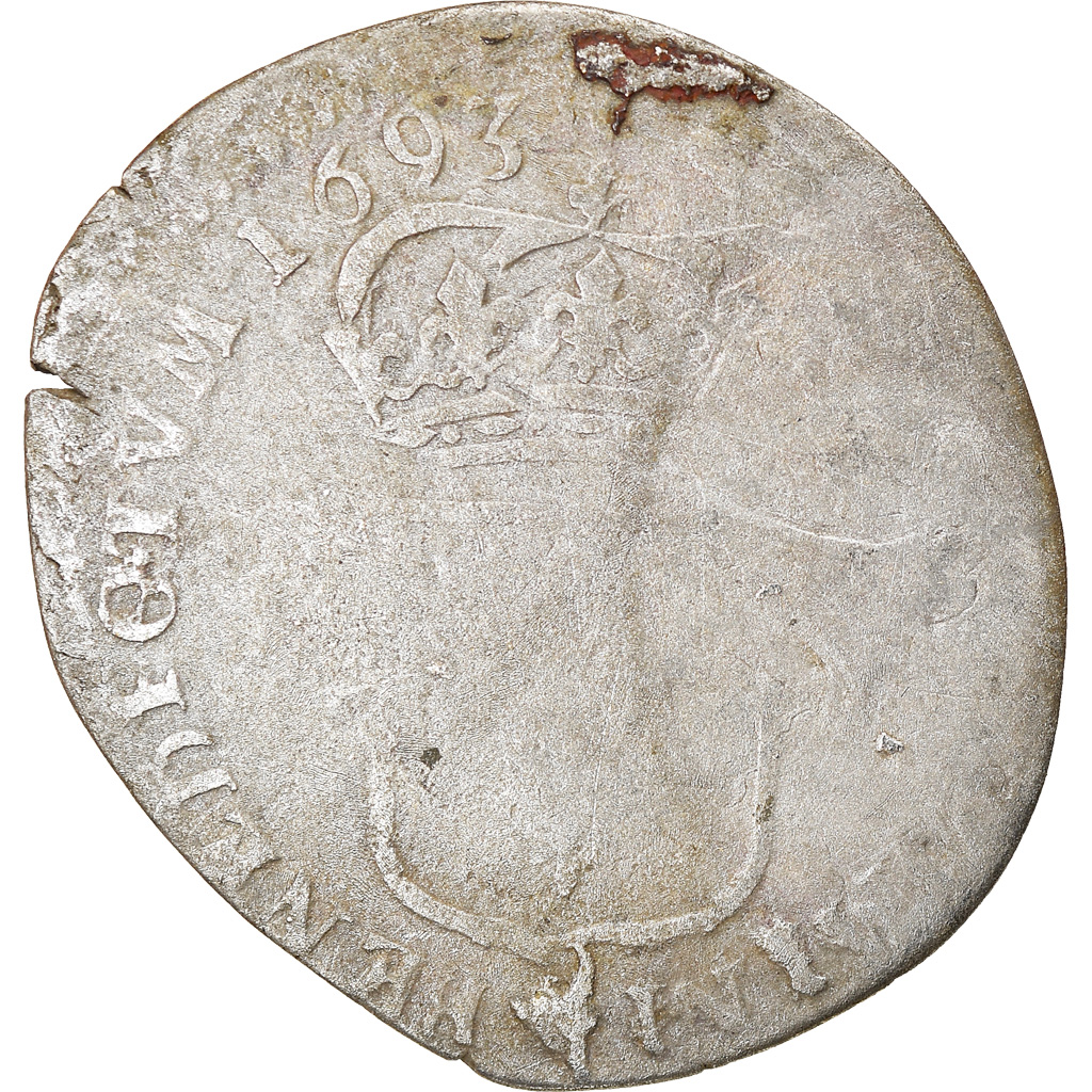 Coin, France, Louis XIV, Quinzain aux 8 L, 1693, Amiens, , Billon