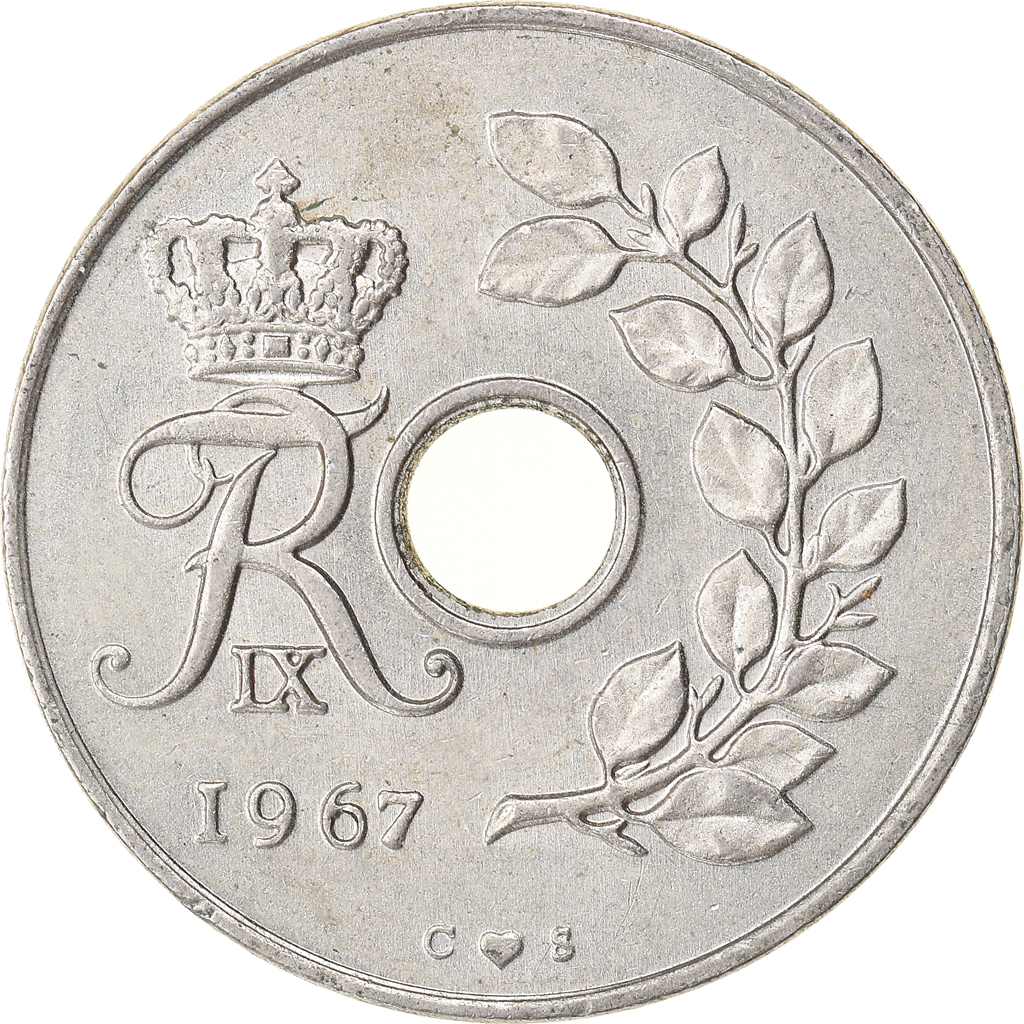 Moneda, Dinamarca, Frederik IX, 25 Öre, 1967, Copenhagen, EBC, Cobre - níquel