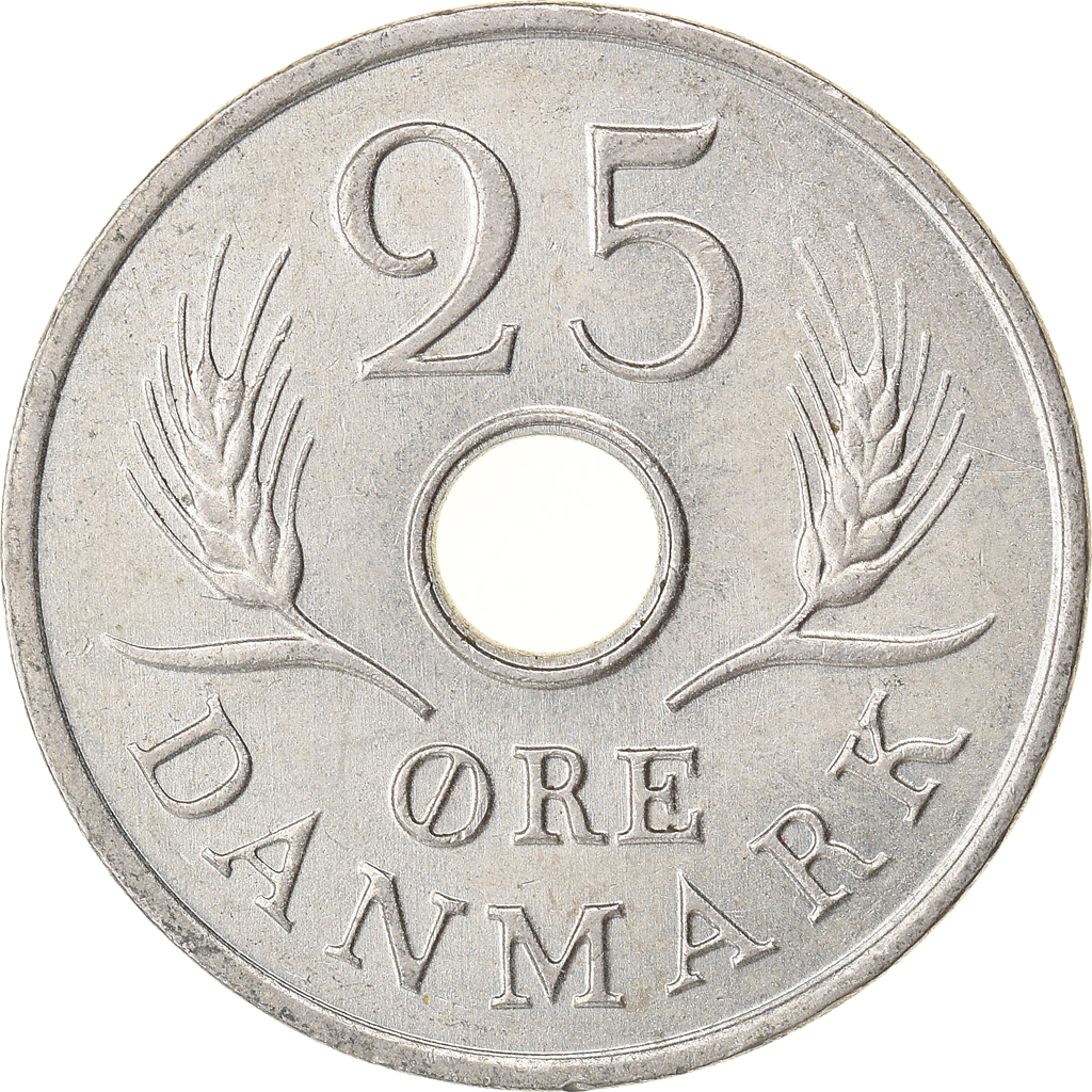 Moneda, Dinamarca, Frederik IX, 25 Öre, 1967, Copenhagen, EBC, Cobre - níquel