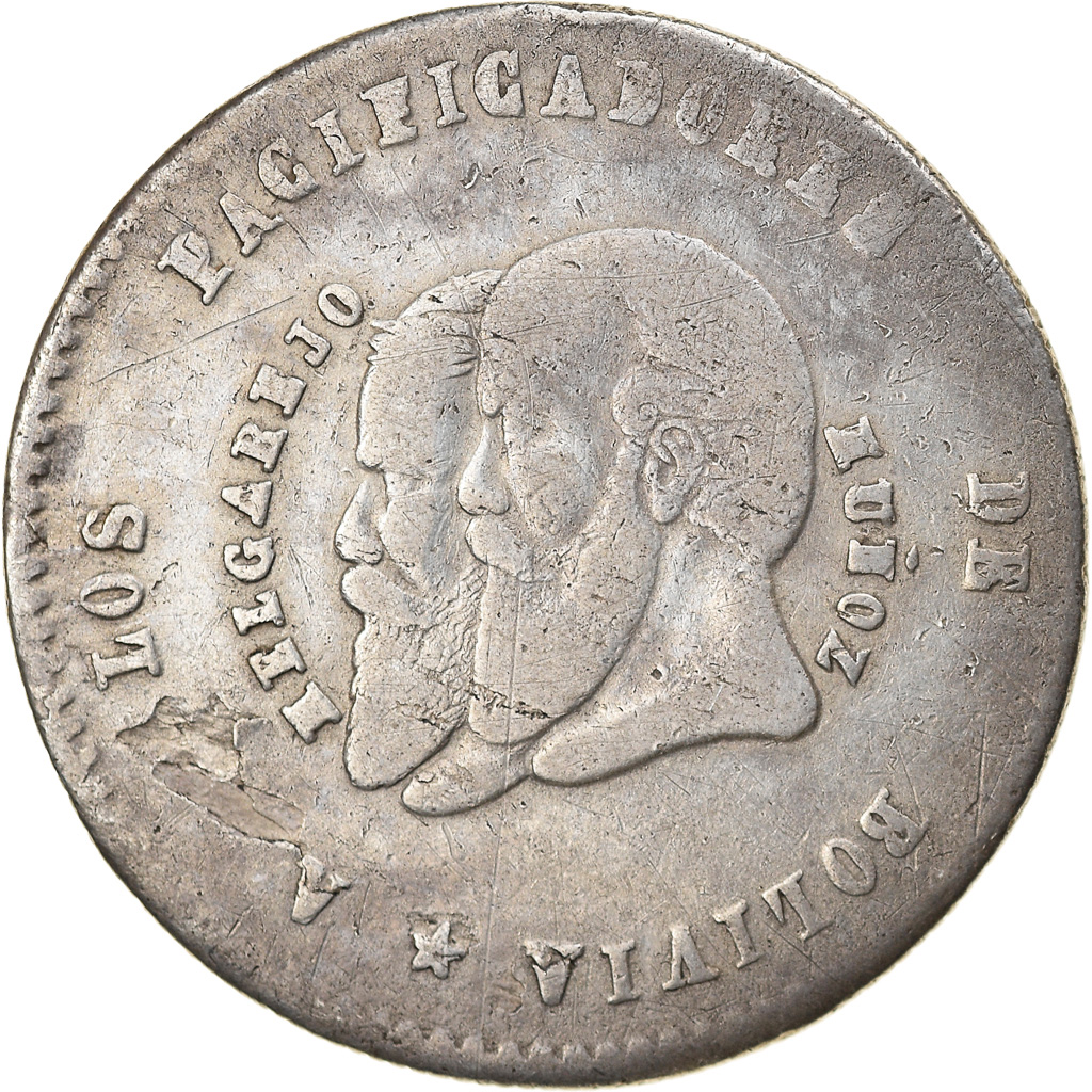 Coin, Bolivia, 1/2 Melgarejo, 1865, , Silver, KM:145.2