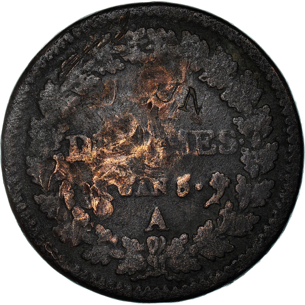 Coin, France, Dupré, Decime, AN 5, Paris, Modification du 2 décimes, 