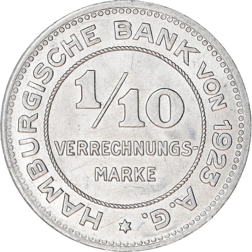 Coin, German States, Hamburg, 1/10 Verrechnungsmarke, 1923, , Aluminum