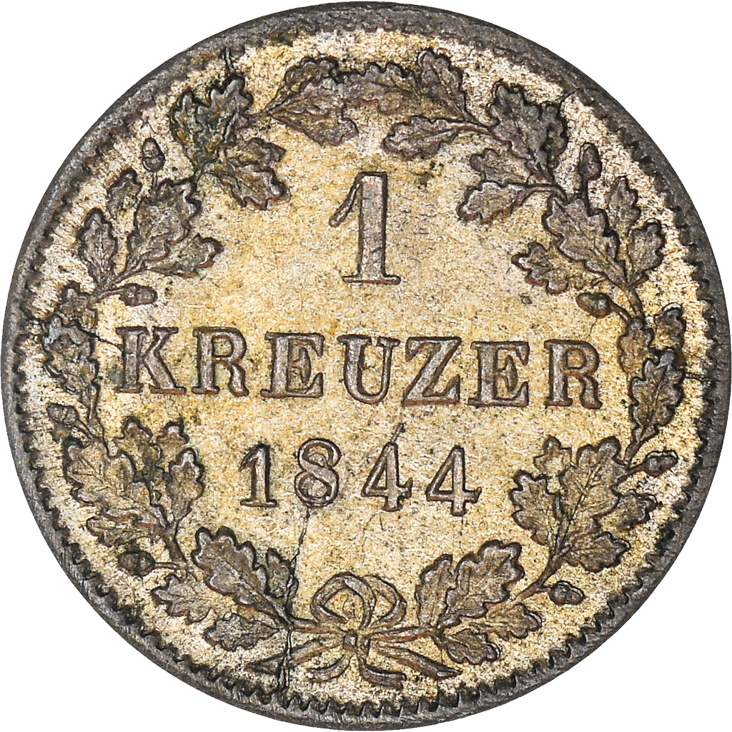 Coin, German States, WURTTEMBERG, Wilhelm I, Kreuzer, 1844, , Silver
